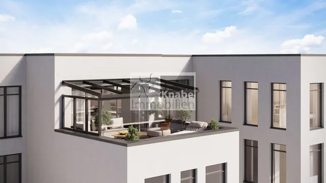 Große Dachterrasse mit Solarlux-Sommergarten