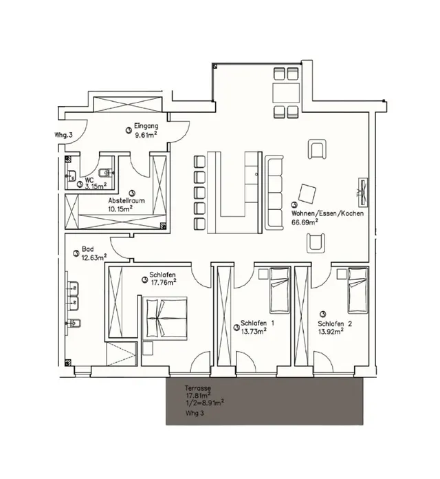 Grundriss Wohnung Nr. 3