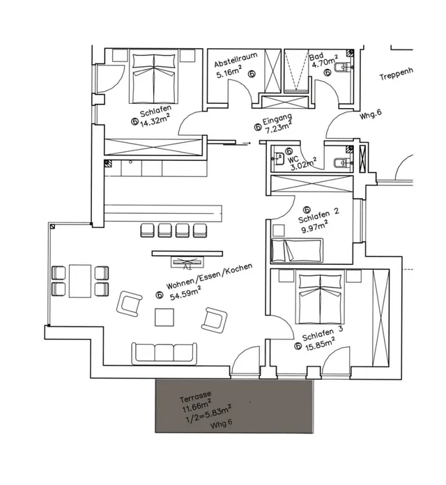 Grundriss Wohnung Nr. 6