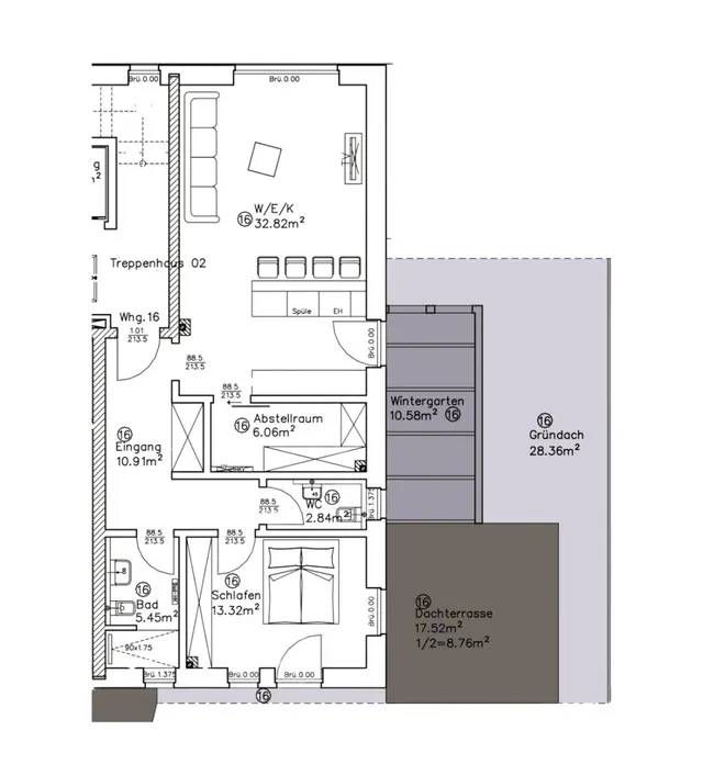 Grundriss – Exklusive 2-Zimmer-Wohnung mit Dachterrasse und Wintergarten!