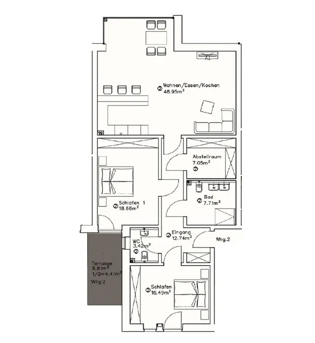 Grundriss Wohnung Nr. 2