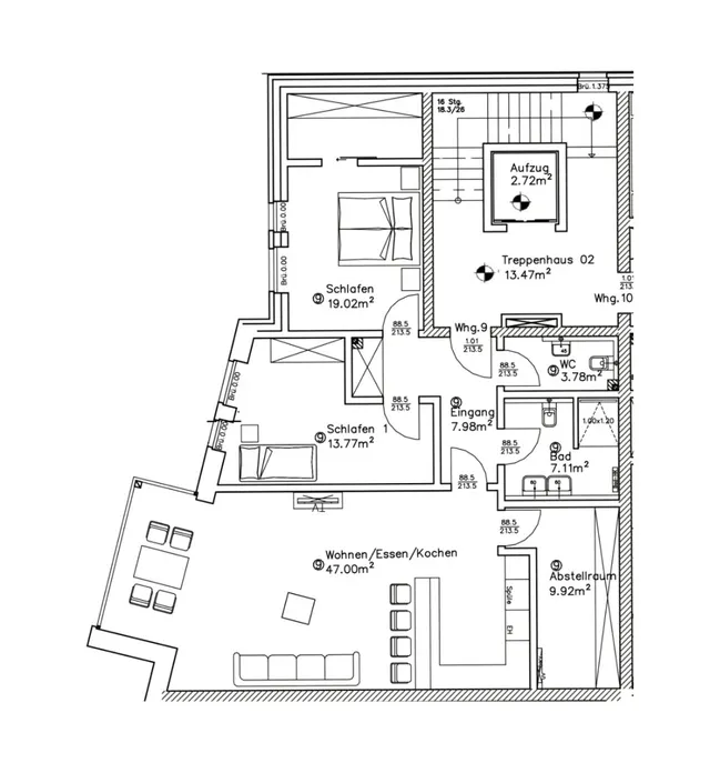 Grundriss – 3-Zimmer- Obergeschosswohnung im exklusiven Neubau - Provisionsfrei!